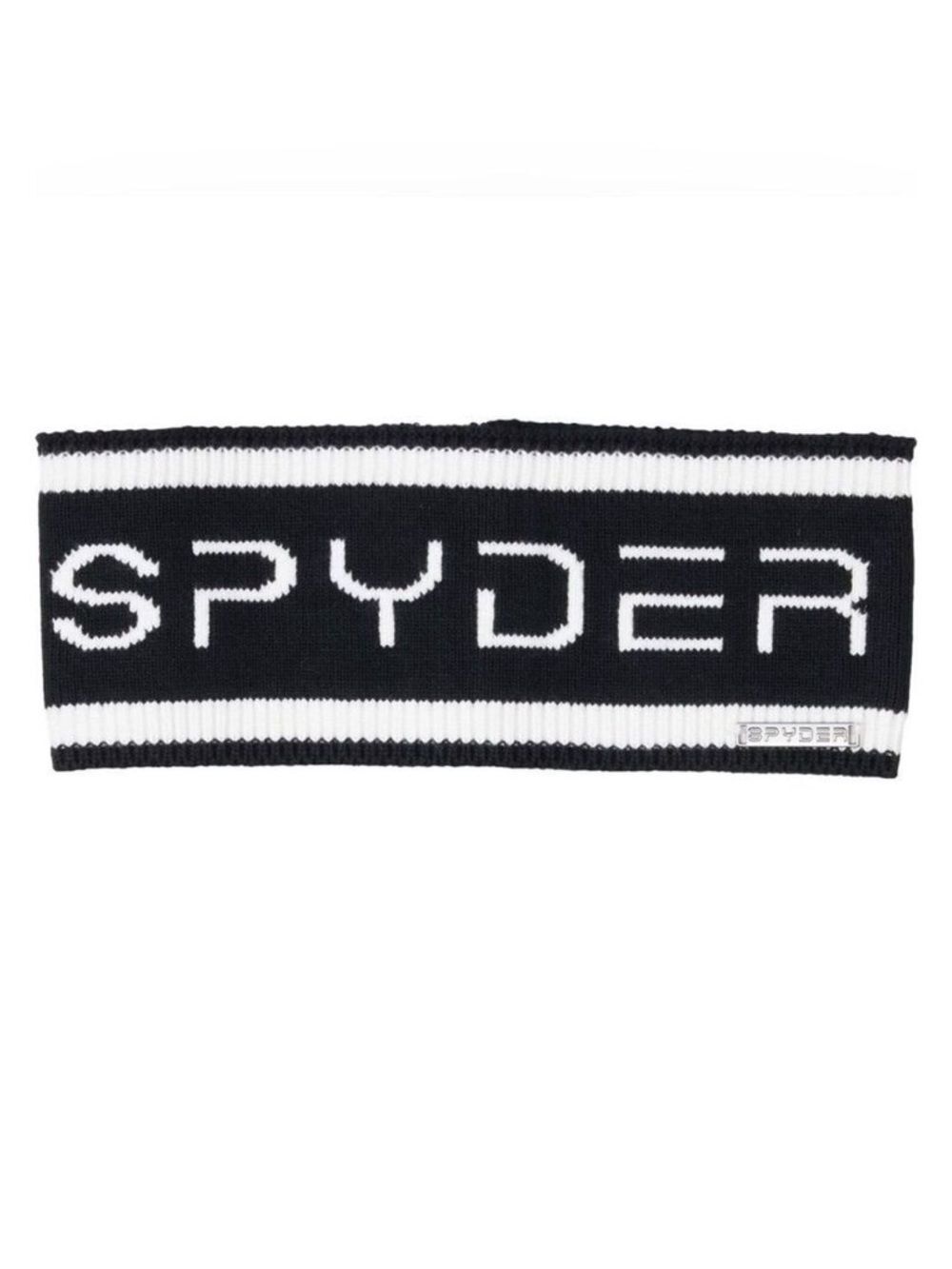 SPYDER OS Unisex Black White Cotton Blend Knit Logo Headband